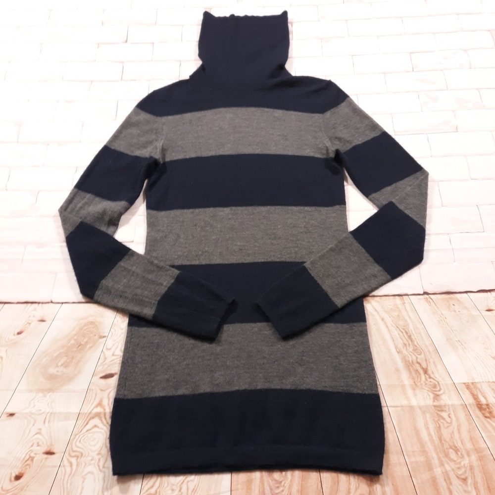 Theory Cashmere Pullover Sweater Womens Small Long Lightweight Viviana Navy Gray
